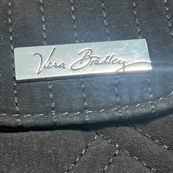 Vera Bradley black quilted zip around Small Clutch Wallet Cardholder wrist strap - Picture 4 of 8